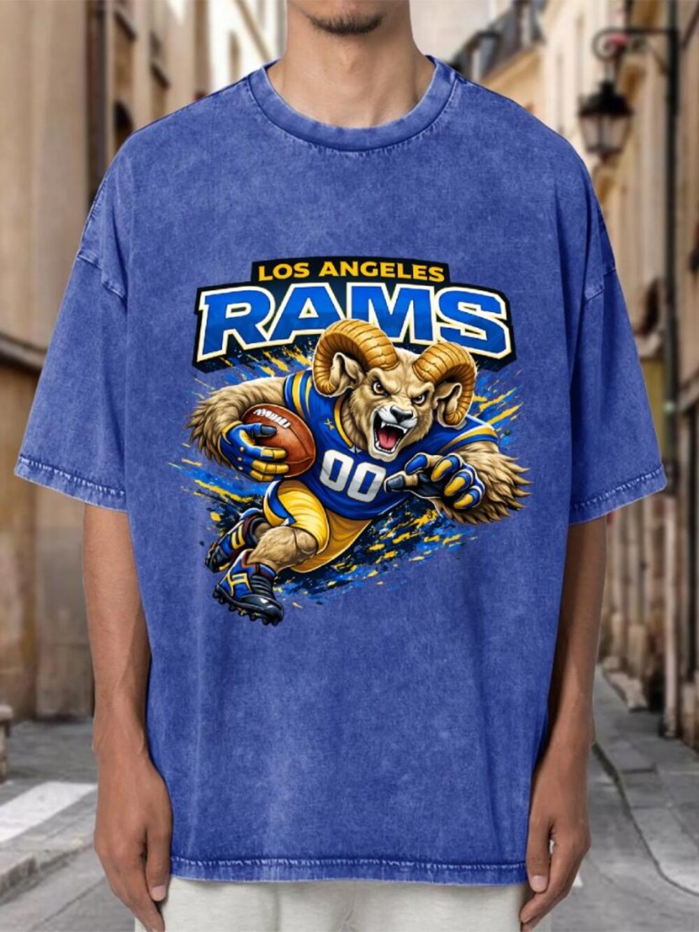 Los Angeles Rams Vintage Wash Graphic Tee NFL Fan T-Shirt JIDEPZ5EFA